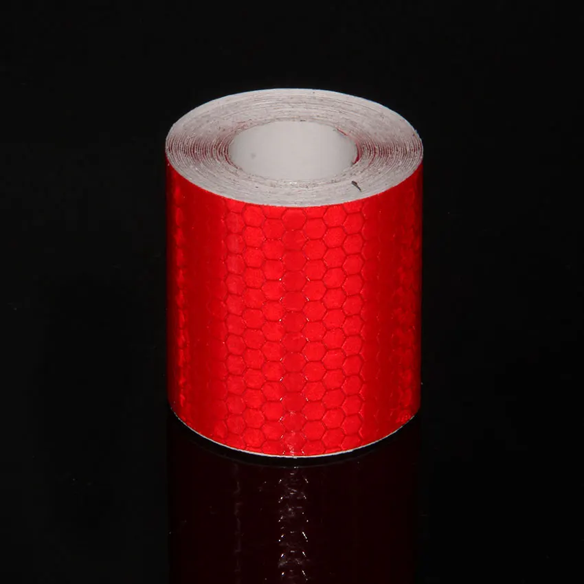 5Cm X 3M Etic Reflectante Chất Liệu Vải Phản Quang Phản Quang Băng Phản Xạ Băng Adhesiva Xe Ô Tô Tự Động Bộ Phim Pha Lê Tổ Ong Đỏ refector Băng
