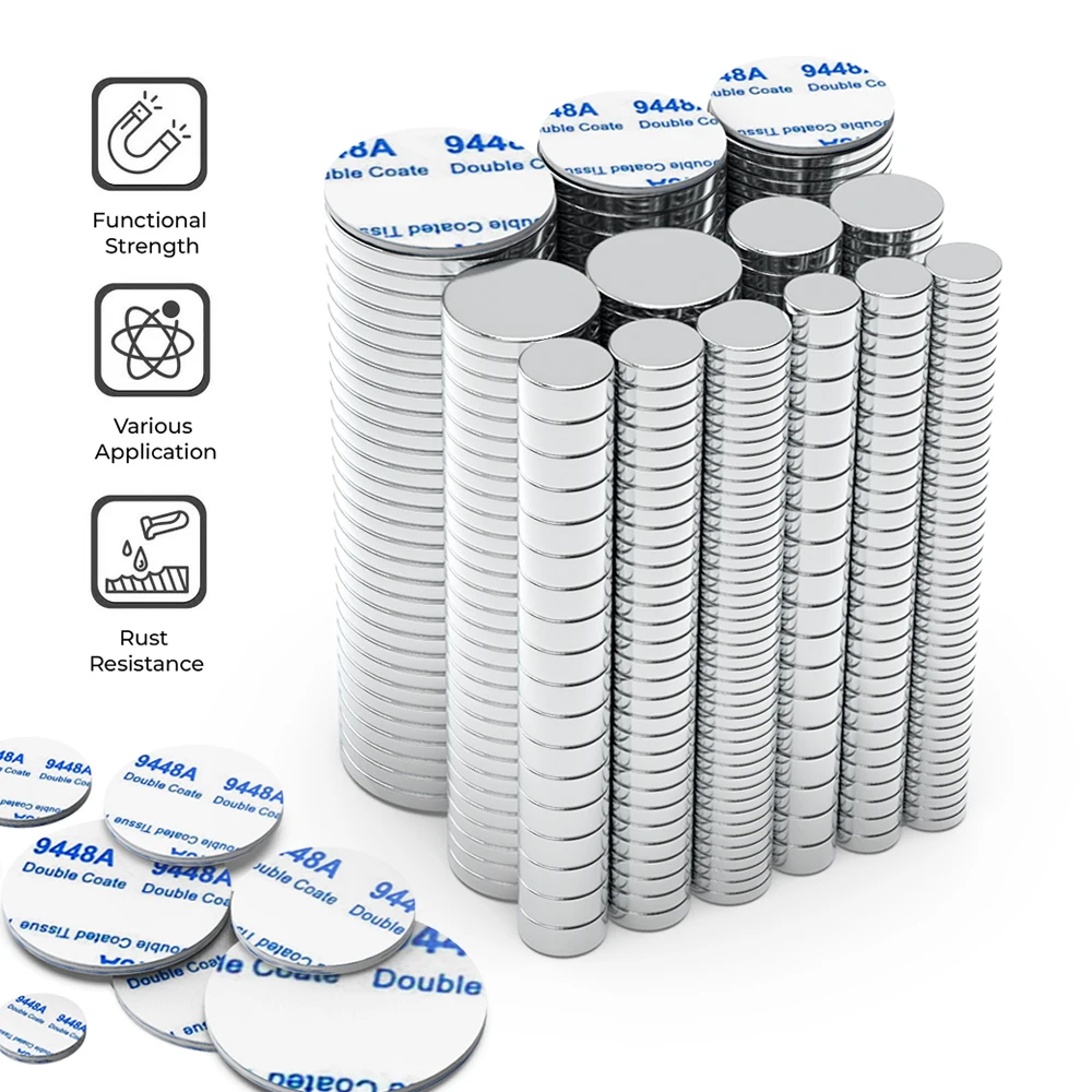 Double-Sided Sticky Magnets – Round, High-Power Fridge Magnets for Crafts, Office & Science Classrooms
