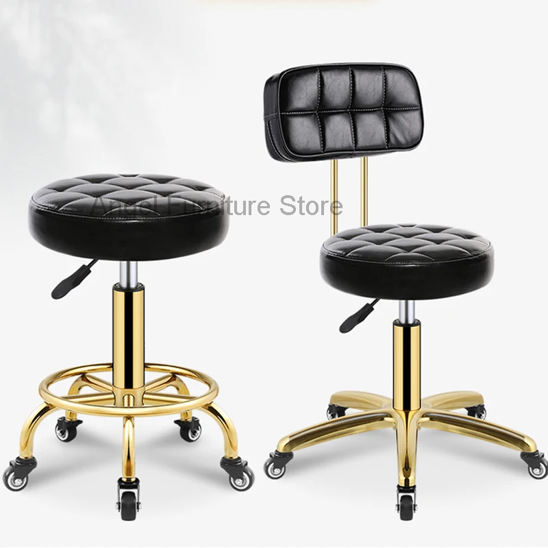 Tabouret de coiffure Vintage, chaise de barbier, meubles de Salon de beauté, chaises de travail rotatives professionnelles à roulettes