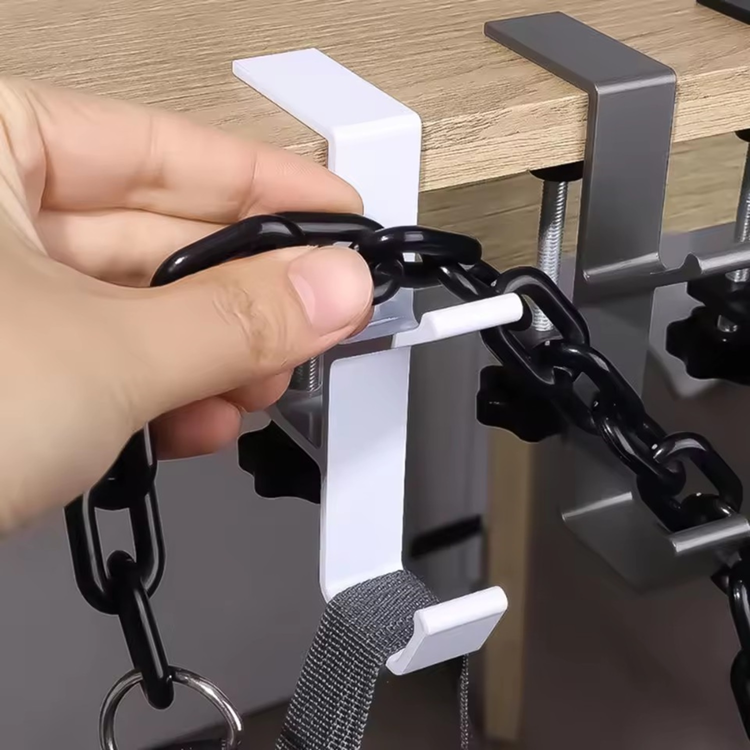 1/2pc Adjustable Desk Edge Hook Gaming Headset Desk Hanger Backpack Storage Hanging Hook Holder Punch-free Home Office Organizer