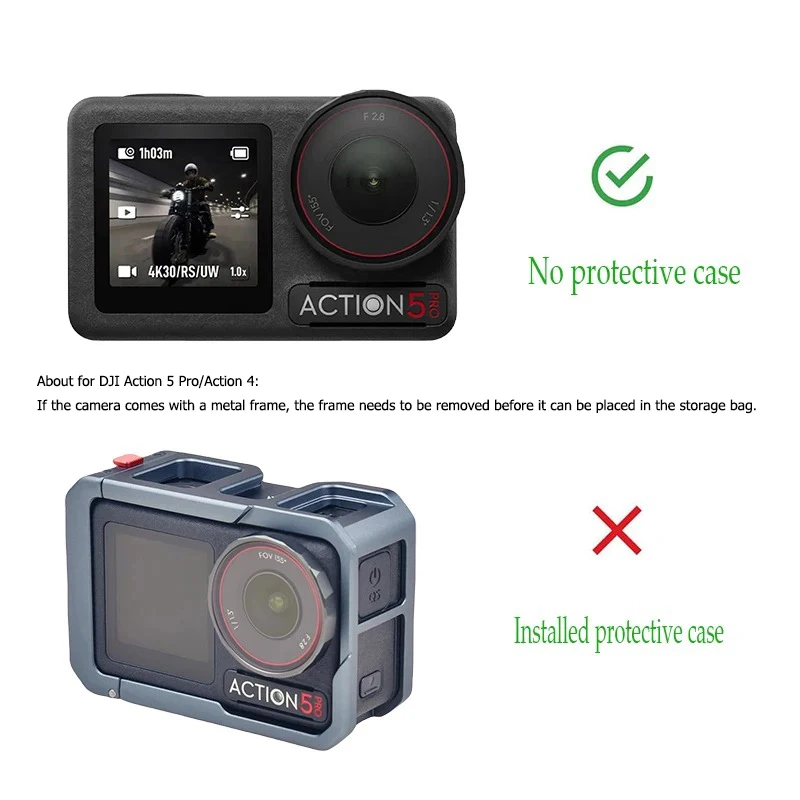 Mini Storage Bag for DJI Osmo Action 5Pro/4/3 GoPro Hero 13 12 11 10 Camera Half Open Quick Release Carrying Bag Protective Case