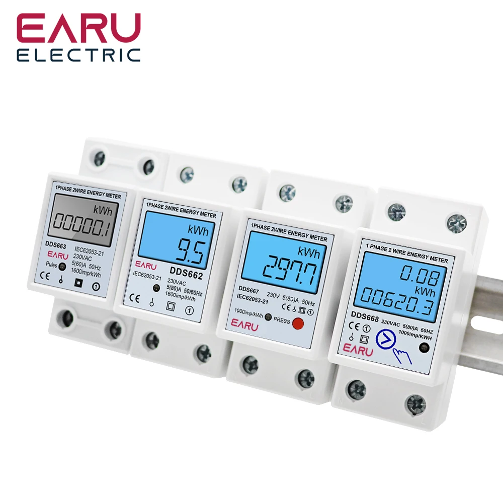Medidor de energía Digital LCD monofásico, reinicio de voltaje cero kWh, contador de consumo de energía de corriente, vatímetro eléctrico, carril Din de 230V