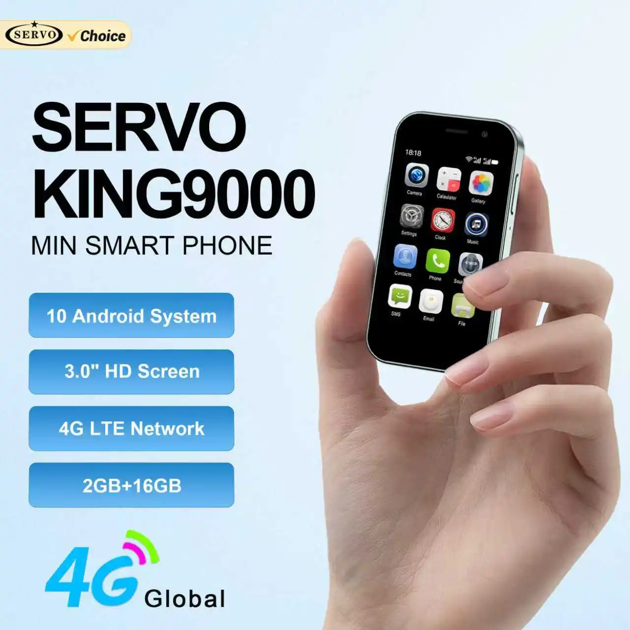 SERVO KING9000 Mini Smartphone 4G LTE Android System Play store WhatsAPP Face Unlock 2GB+16GB WiFi 3.0" Pocket Smart Cellphones