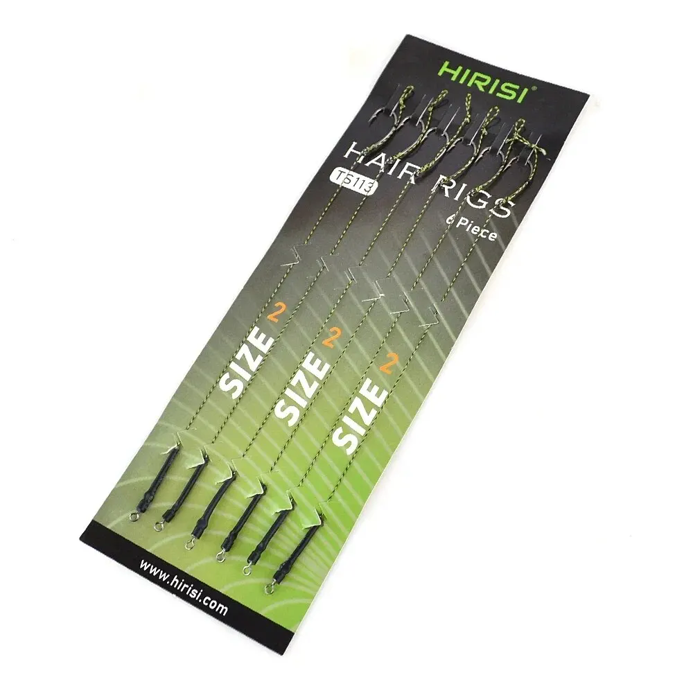 Hirisi 6pcs ปลาคาร์พอุปกรณ์ตกปลา RIG ตะขอตกปลาชุด Ready Made ผูก Rigging สายตกปลา Boilie Hook TS113