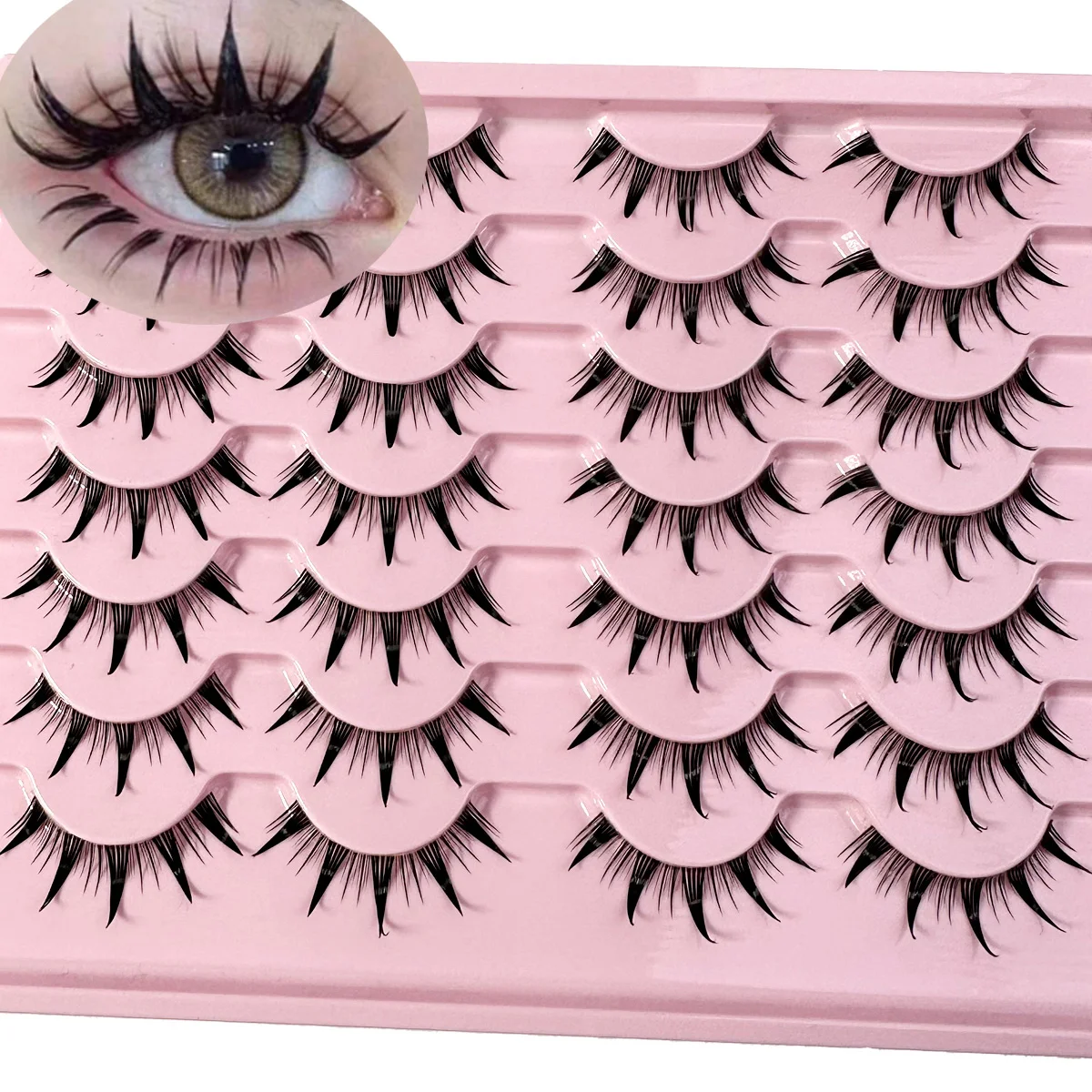 Nuevo 14/10/7/5 pares de pestañas Manga pestañas naturales suaves cruzadas finas banda transparente pestañas postizas ojos de muñeca pestañas extensión de Cosplay