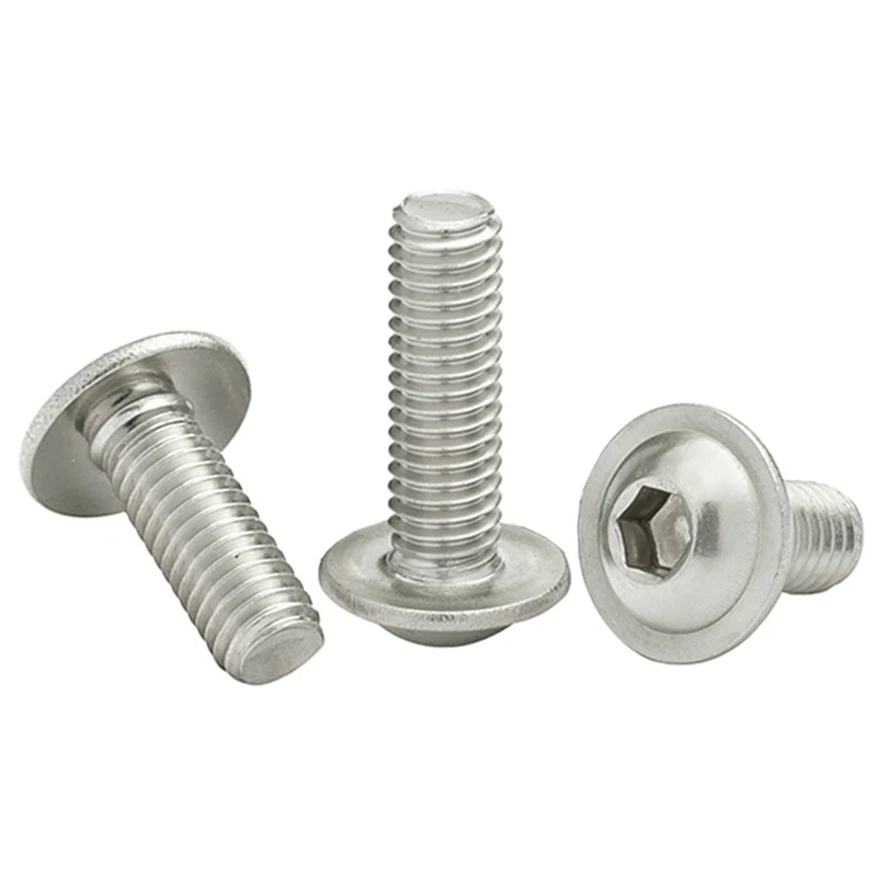 10 unids/lote M2 M2.5 M3 M4 M5 M6 M8 M10 A2-70 tornillos de cabeza de botón hexagonal de acero inoxidable con perno de Collar