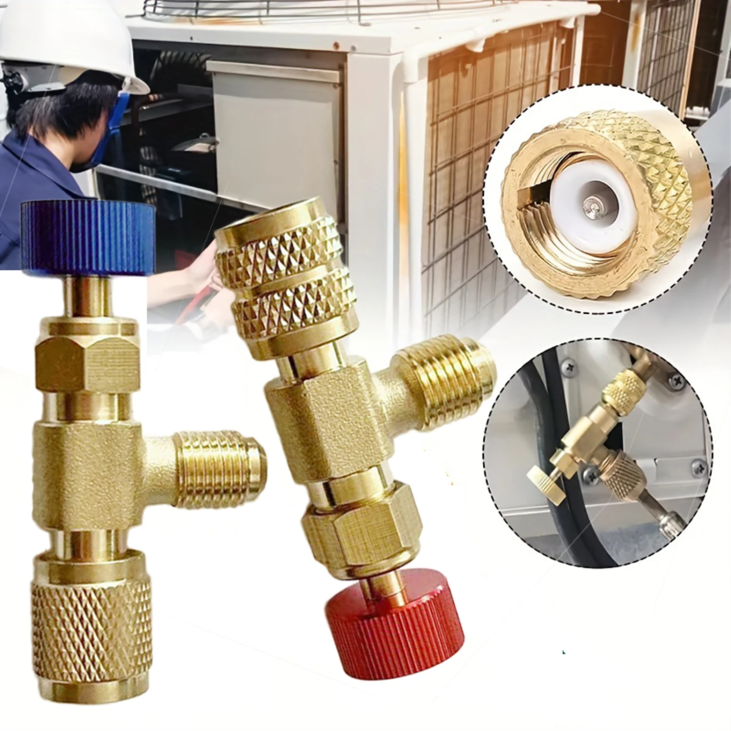1PC Adapter klimatyzacji do ładowania chłodniczego dla R410A R22 1/4 "bezpieczny wąż zaworu cieczy R22 miedziany Adapter ręczny