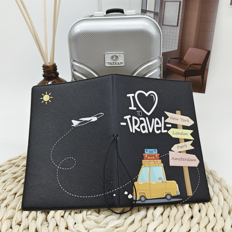 1 ピース I Love Travel Pu パスポートカバー/ケーストラベルアクセサリー男性または女性用