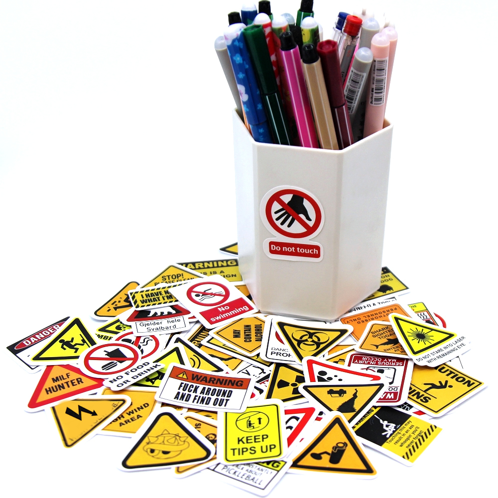 10/50/100PCS Warnung Muster Zeichen Aufkleber Pack DIY Skateboard Motorrad Koffer Schreibwaren Aufkleber Dekor Telefon Laptop spielzeug