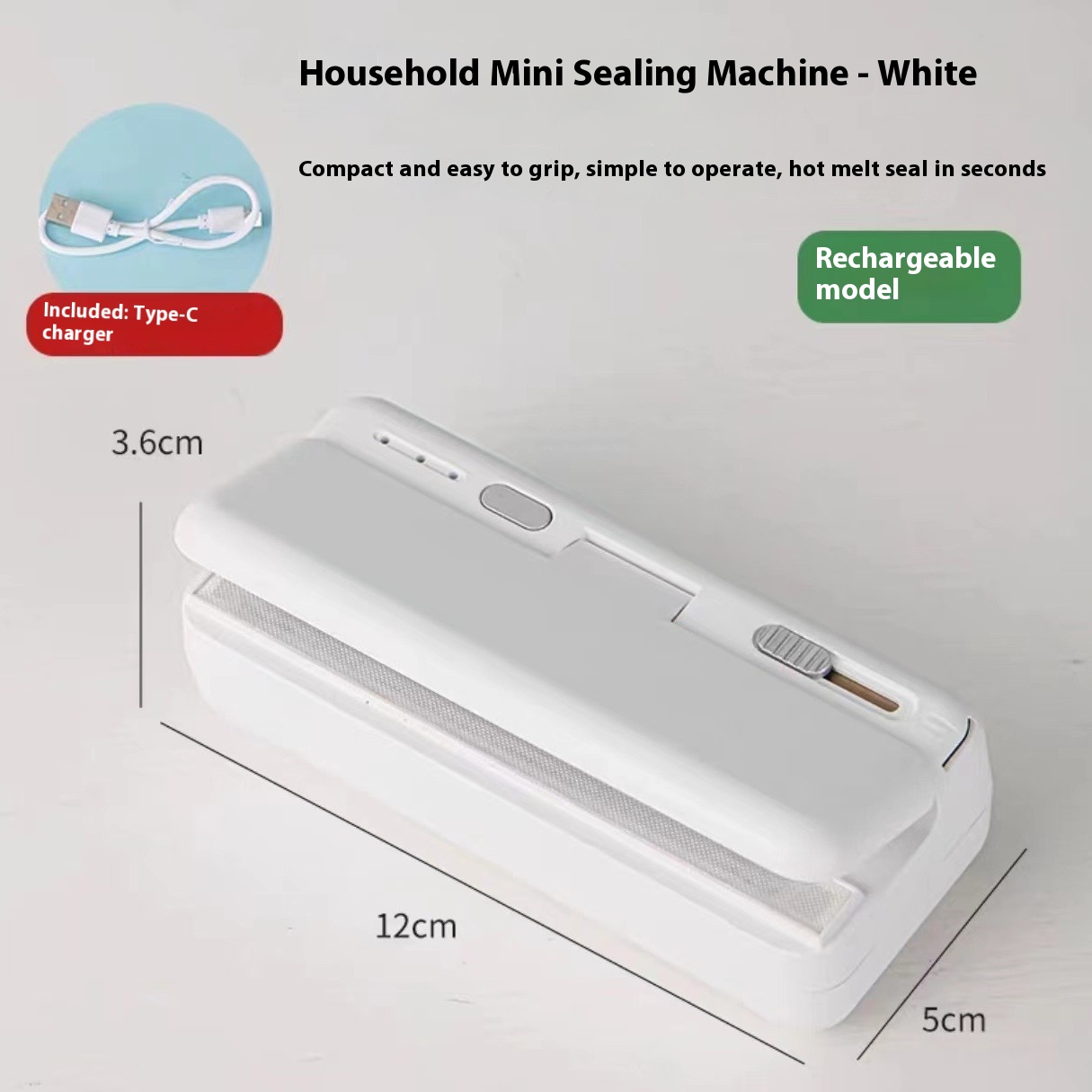 Mini Plastic Bag Sealer Heat Bag Sealing Machine Food Packaging Plastic Bags Sealer Clip Bag Handheld Rechargeable Heat Sealer