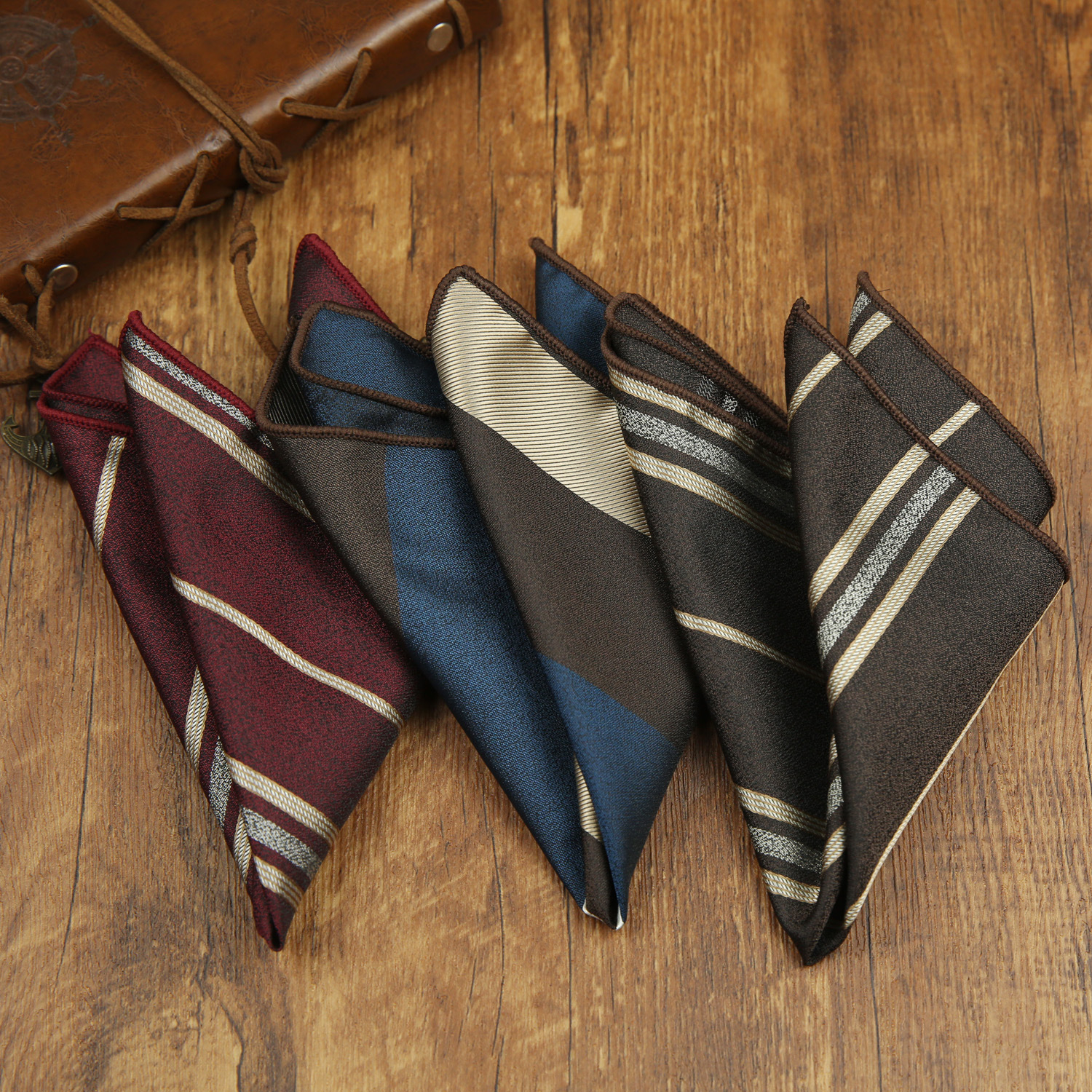 24 cm Nieuwe Trendy Polyester Geweven Pochet Voor Mannen Luxe Marine Gestreepte Plaid Zakdoek Bruiloft Tuxedo Accessoires