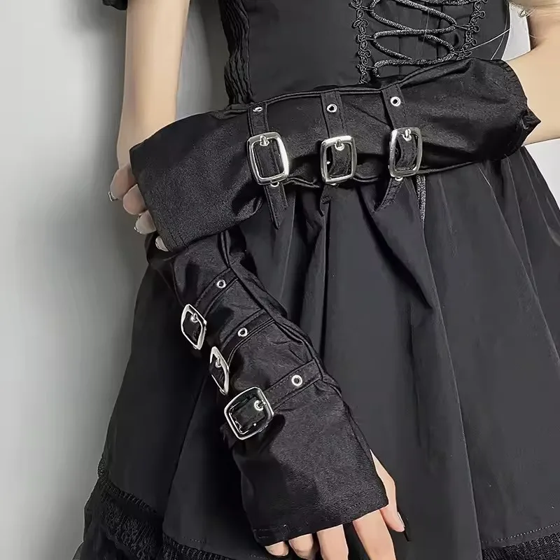 Persoonlijkheid Mode Gesp Bandjes Punk Stijl Vrouwen Spandex Vingerloze Handschoenen Lolita Cosplay Toneelvoorstellingen Street Dance