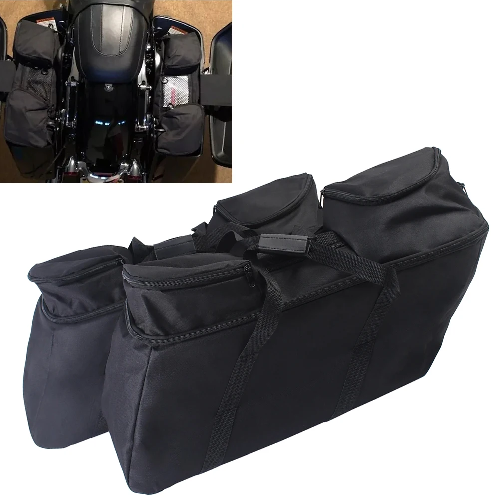 Alforjas negras para motocicleta, revestimientos blandos para equipaje para Harley Touring Electra Street Road Glide Classic CVO Road King FLTR Tour Pack