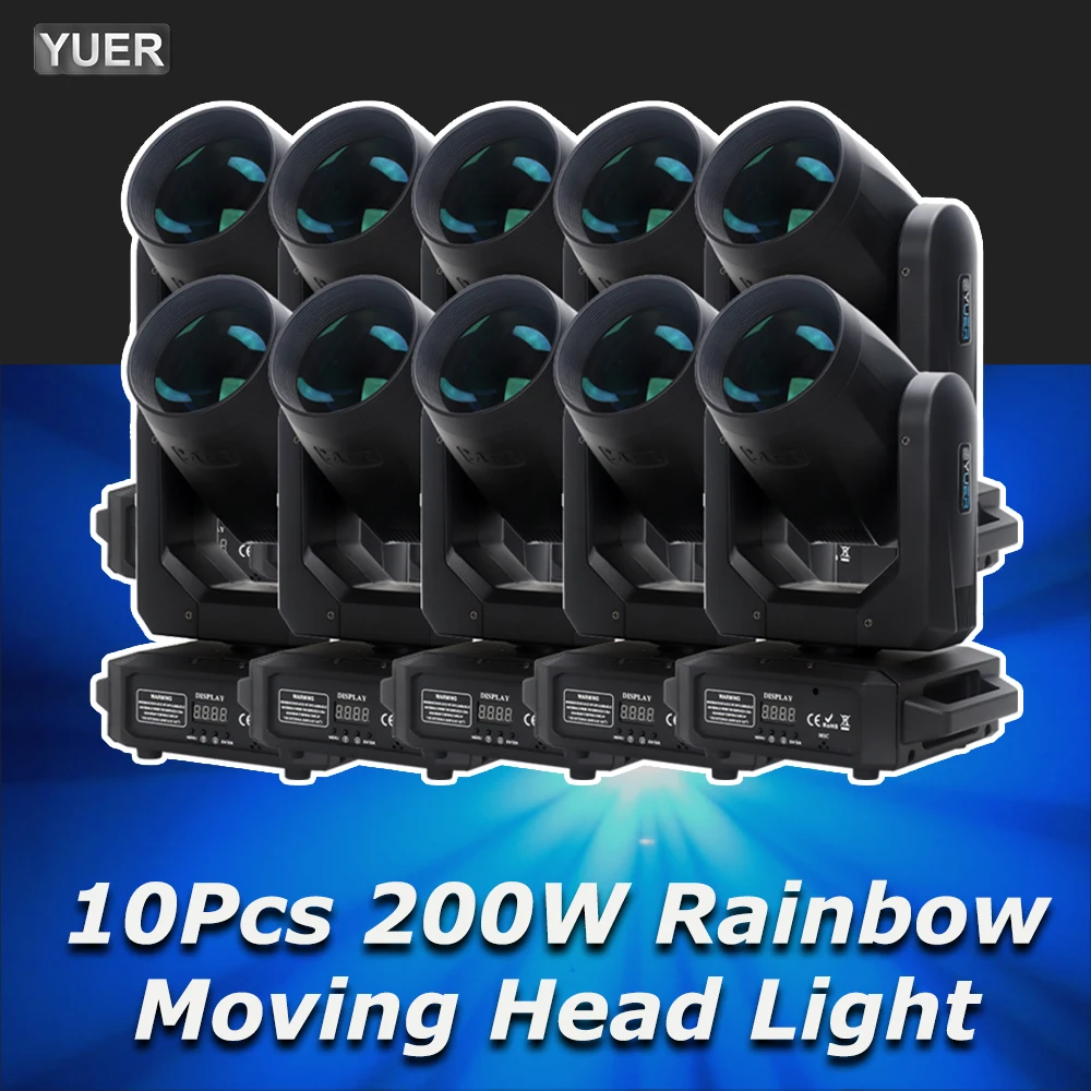 10 Teile/los NEUE 200W LED Moving Head Licht Strahl + Spot + 18 Rotierenden Prismen + regenbogen Wirkung Dj Dmx Bühne Licht Wirkung Licht Disco Bar