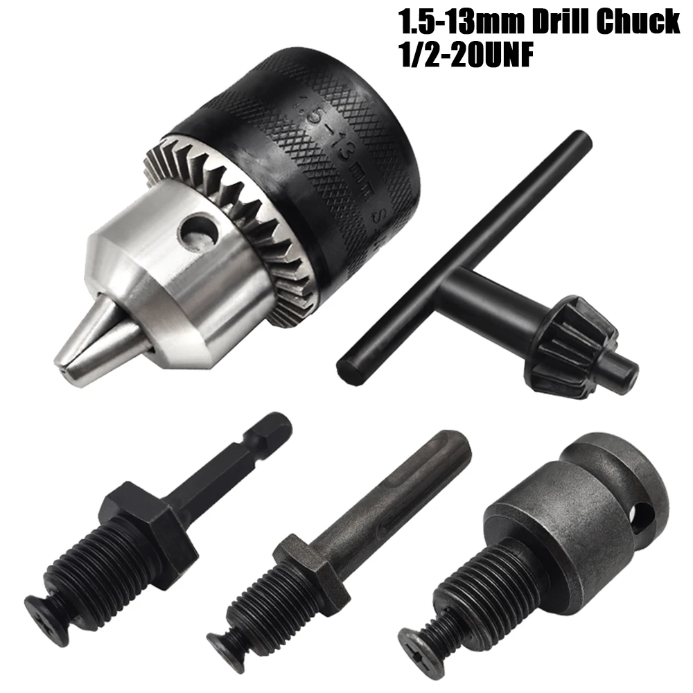 Mandril de broca de 1.5-13mm, brocas de driver de impacto de montagem 1/2-20unf, haste sextavada de conversão/sds-plus, adaptador quadrado de soquete com chave de mandril