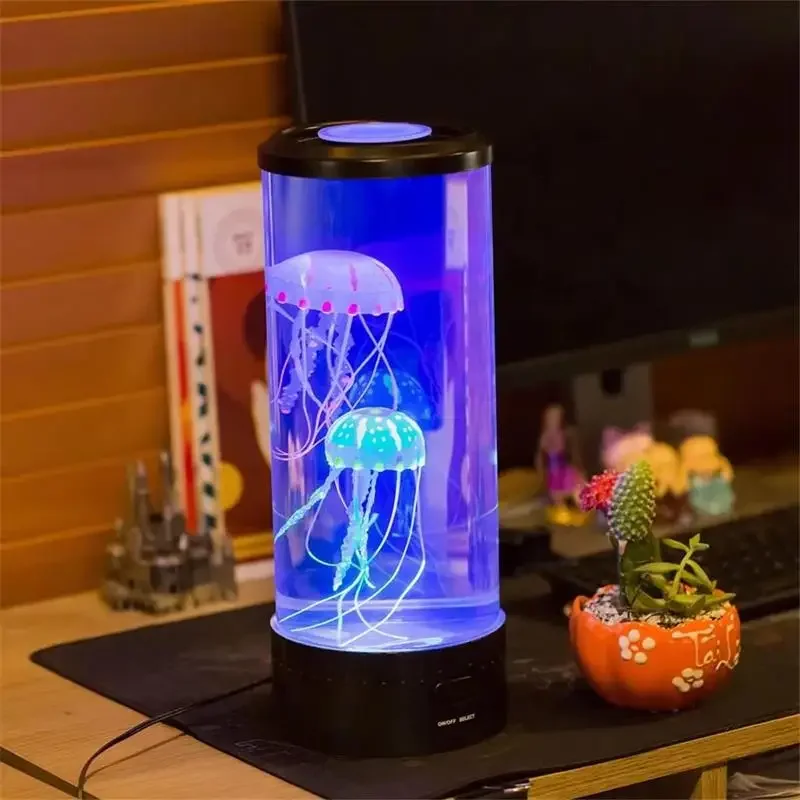 Lampa meduzowa LED 7 kolorów nastroju zmieniająca kolor LED akwarium oceaniczne lampka nocna dekoracja biurka do sypialni światło prezent urodzinowy dla dzieci