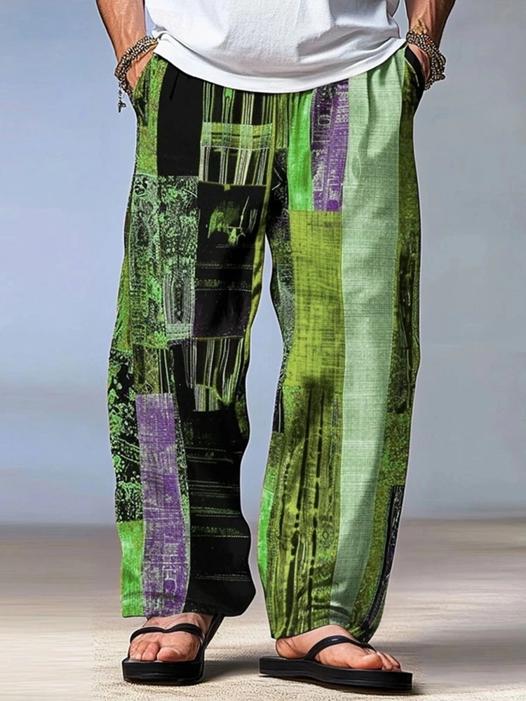 Calças masculinas calças de verão calças de praia cordão cintura elástica impressão 3d listra estampas gráficas geometria conforto calças casuais