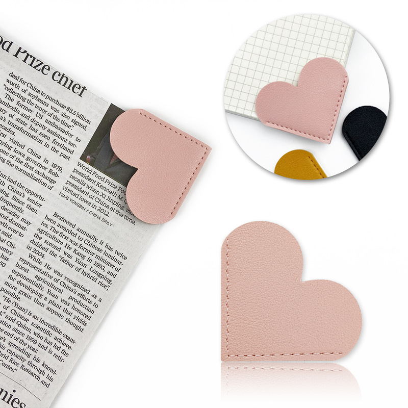 Pu Lesezeichen Leder Herz Lesezeichen Mini-tragbare Geschenk Herz Lesezeichen Seite Ordner Ecke Schutzhülle Schul material