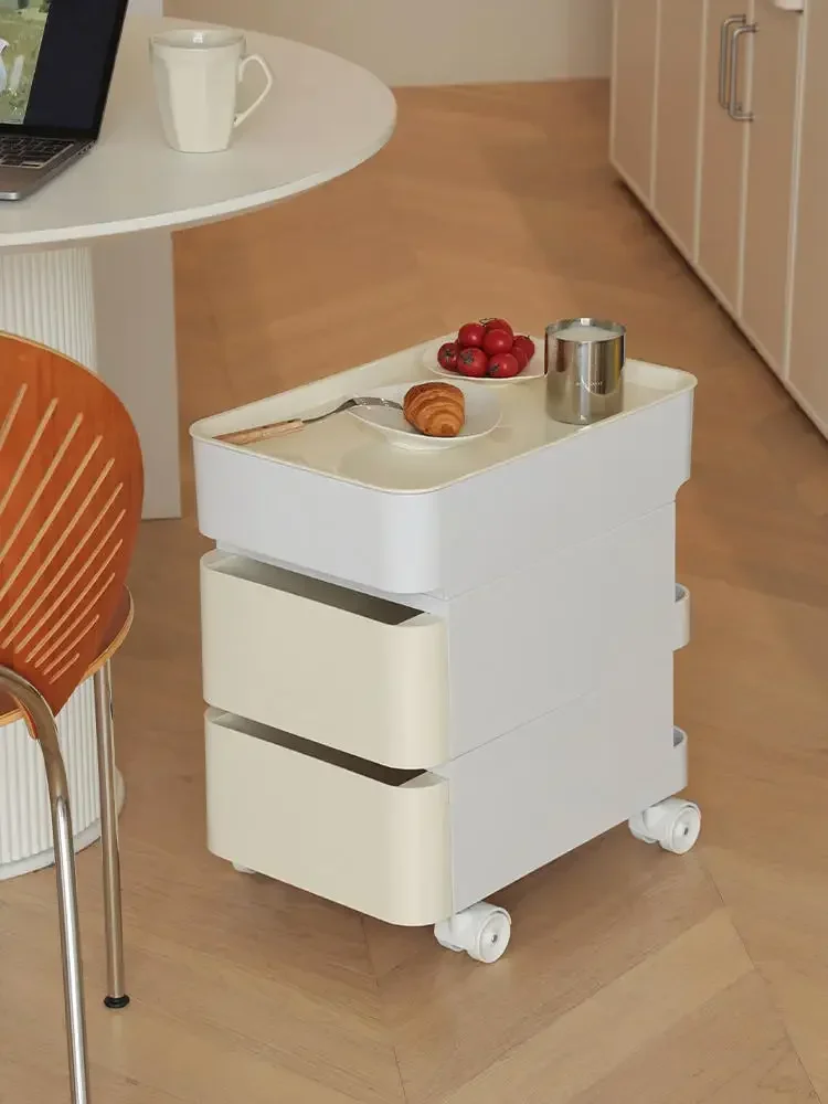 เคลื่อนย้ายได้ตู้พลาสติกลิ้นชักบ้านรถเข็นห้องนั่งเล่นโซฟา Sideboard ข้างเตียง