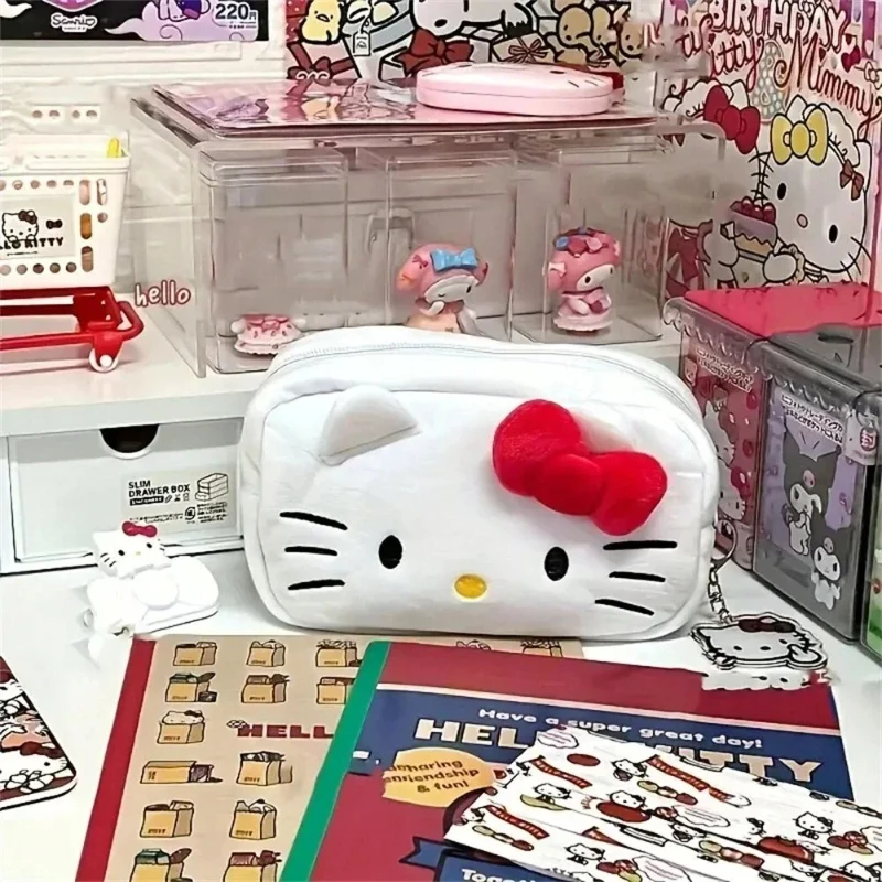 Bolsa de cosméticos tridimensional creativa de felpa bonita, bolsa de almacenamiento de felpa de alta gama de gran capacidad con dibujos animados, bolsa de papelería, bolsa de almacenamiento