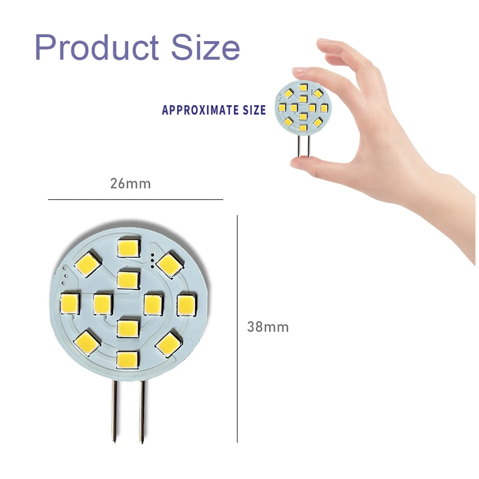 10pcs ACDC 12V 24V G4 LED 램프 2.2W 라운드 스포트라이트 깜박임 없음 통 전구 보트 범위 후드 조명 거실