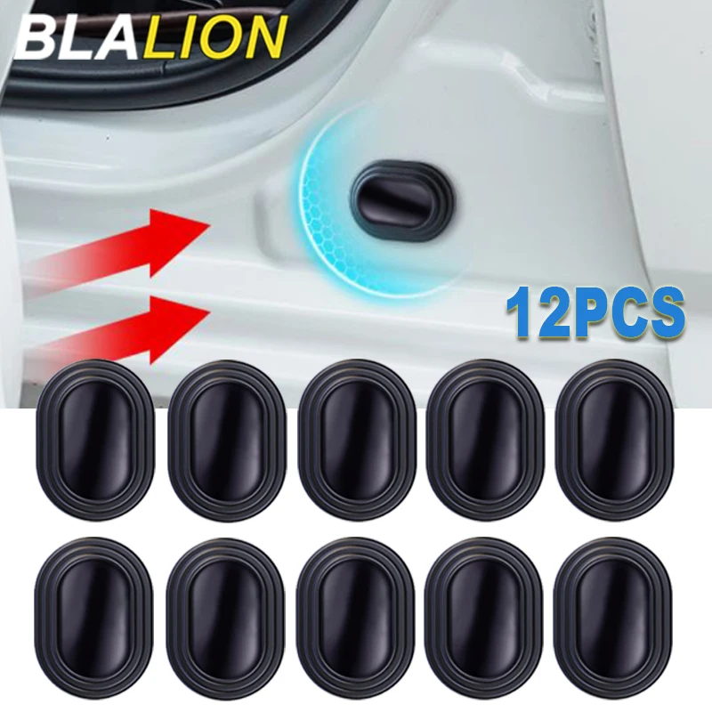 BLALION 12PCS Silikonowa podkładka przeciwwstrząsowa do drzwi samochodowych Uszczelka amortyzująca dźwięk bagażnika Dźwiękoszczelna poduszka pogrubiająca Naklejki uszczelniające