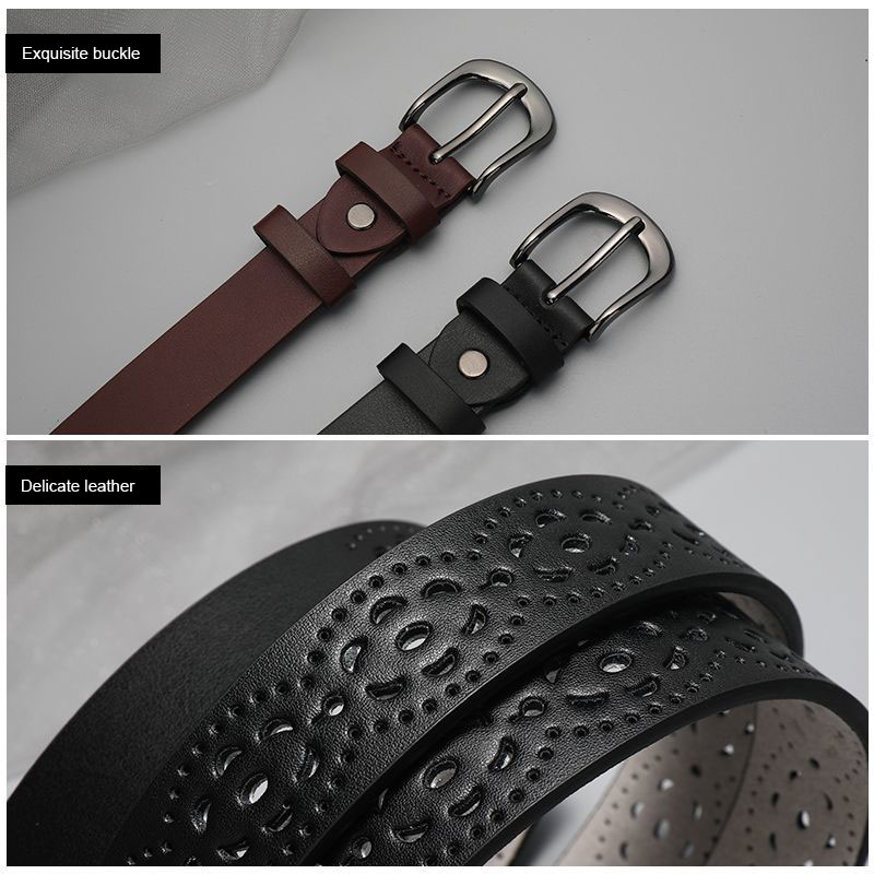 Belt for women's versatile, non perforated belt decoration, thin jeans with hollowed out design, feeling niche and trendy