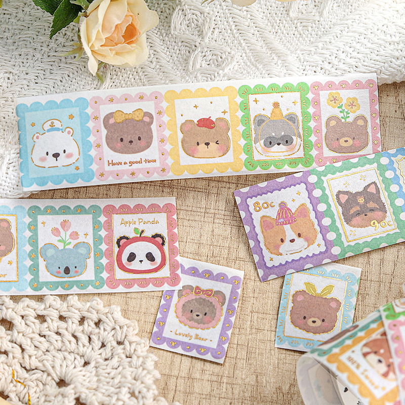 40mm * 2m Ins 스탬프 스타일 Washi 테이프 DIY 스크랩북 장식 플래너 일기 스티커 마스킹 테이프 미적 문구 사무용품