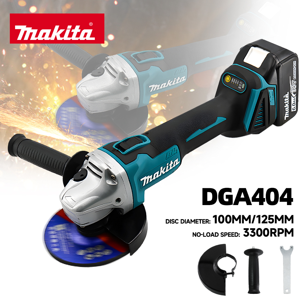 Makita-amoladora angular sin escobillas, 100/125mm, DGA404, máquina pulidora de corte para batería de 18V, 4 engranajes, herramientas de pulido de alta potencia