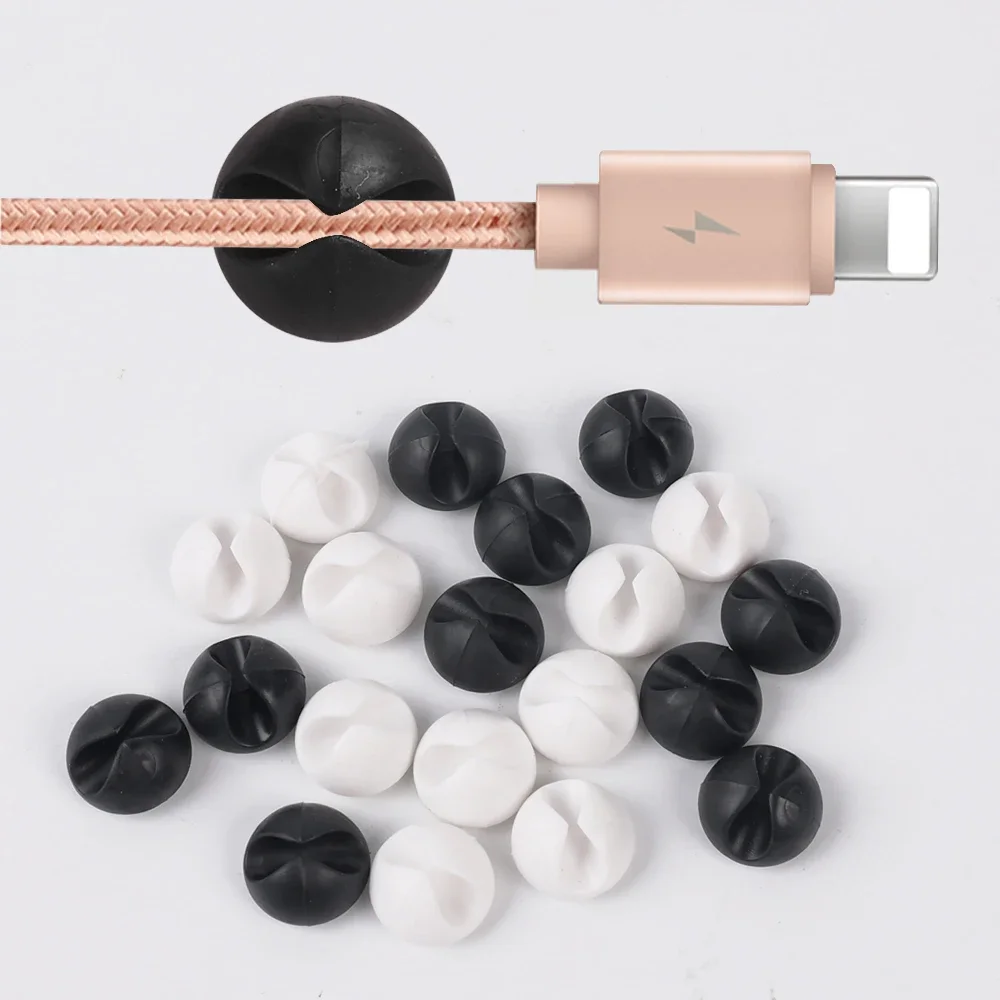 마우스 키보드 이어폰 헤드셋 와이어 홀더에 대한 도매 1-40pcs 케이블 주최자 실리콘 USB 케이블 와인 더 관리 클립