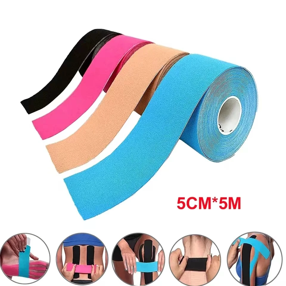 Cinta de kinesiología deportiva de 5cm x 5m, rodillera elástica atlética, alivio del dolor muscular, cinta de rodilla, Fitness, correr, tenis, natación, fútbol