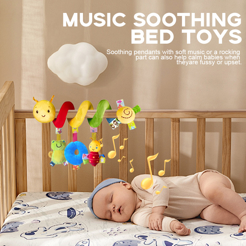 Jouets de siège de voiture suspendus pour bébé, lit en peluche, jouet doux enroulé avec couineur BB et hochets, jouet pour nouveau-né de 0 3 6 12 mois, cadeaux de poupée