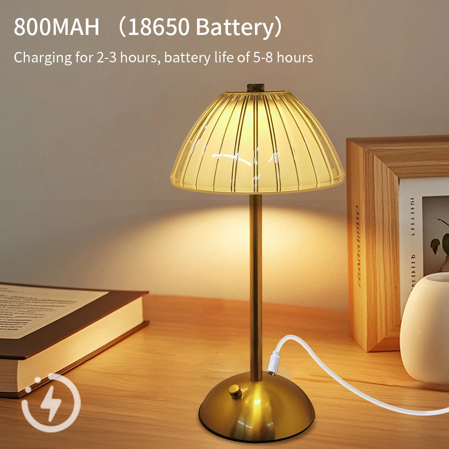 Lámpara de mesa LED con Sensor táctil, luz nocturna regulable para escritorio, lámpara de lectura inalámbrica recargable para decoración de Hotel, Bar y dormitorio