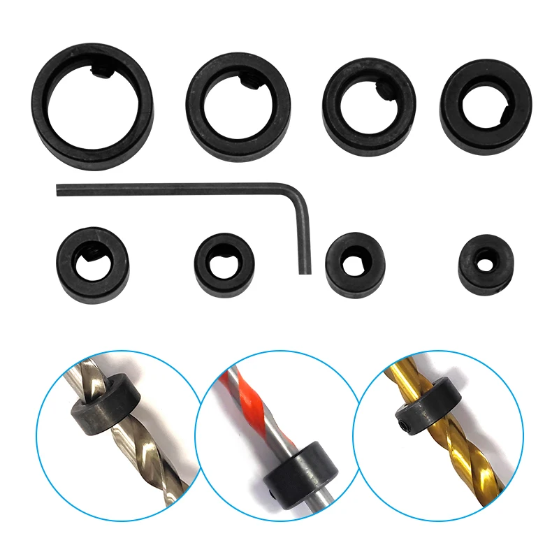 3-16mm drill bit limit ring small wrench round woodworking screw clamp positioning adjustment tool accessory set