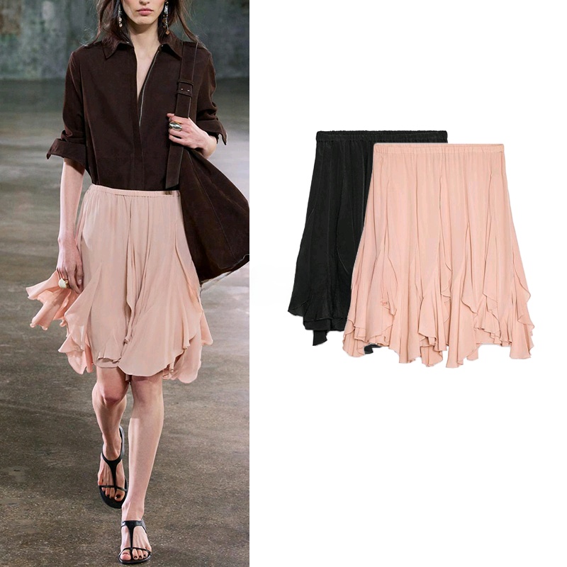 High Waist Asymmetric Hem Vaion Sle ort Skirt Women's Summer Faion Layered Decoration Commute Friendly Polyester Skirts