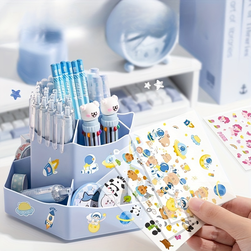 360-Degree Rotating Desk Organizer - Large Capacity, Multi-Functional Storage for Office Supplies, Cosmetics, Pens & Markers - I