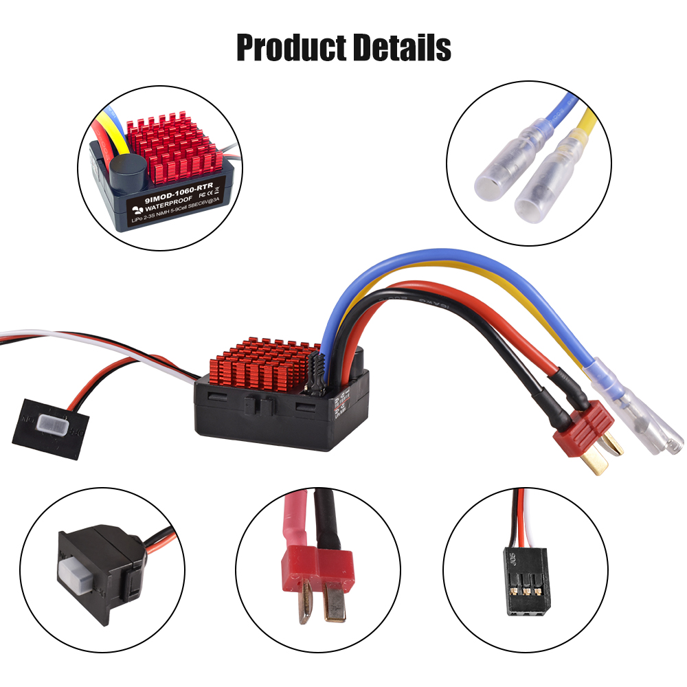 9IMOD 60A Brushed Fahrregler Fahrtenregler Speed Controller ESC for 1/10 RC Car