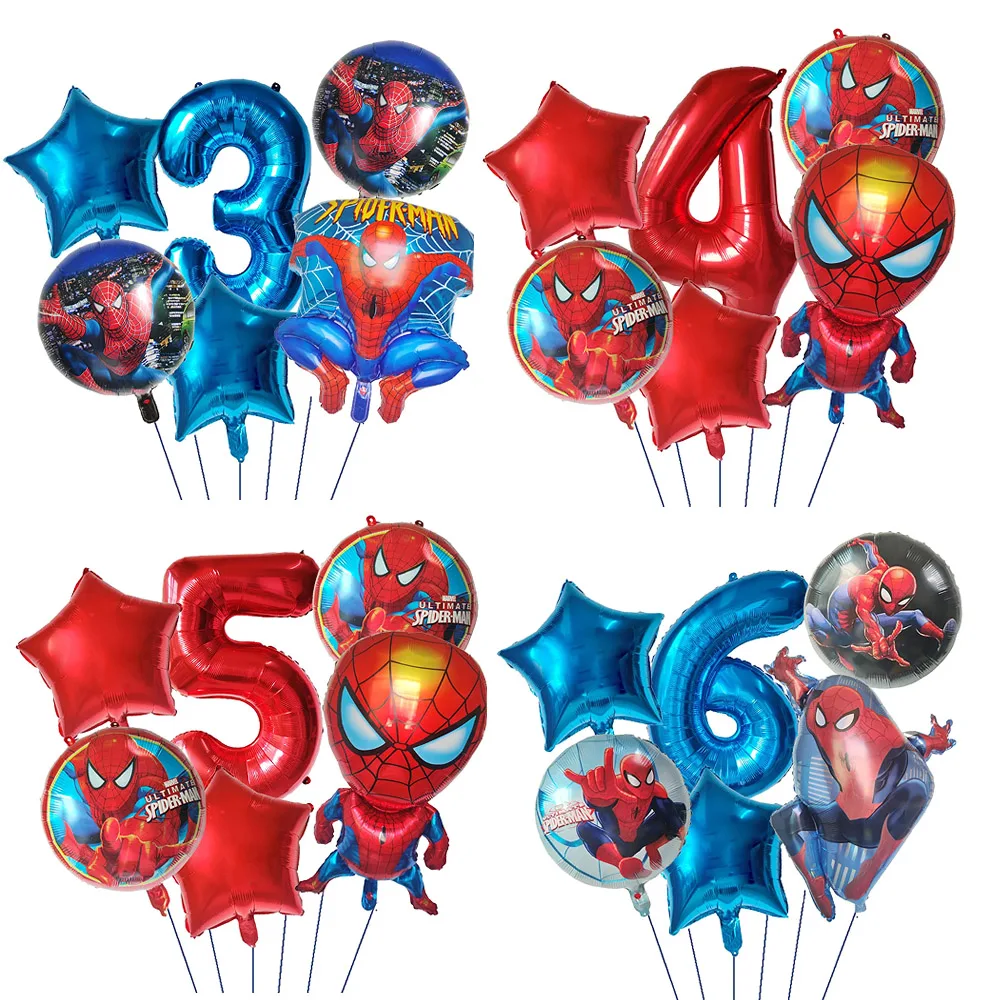 6 stücke Hero Spiderman Folienballon Set kinder Geburtstag Party Dekoration Spinne Baby Dusche Aufblasbare jungen Spielzeug Geschenk globos