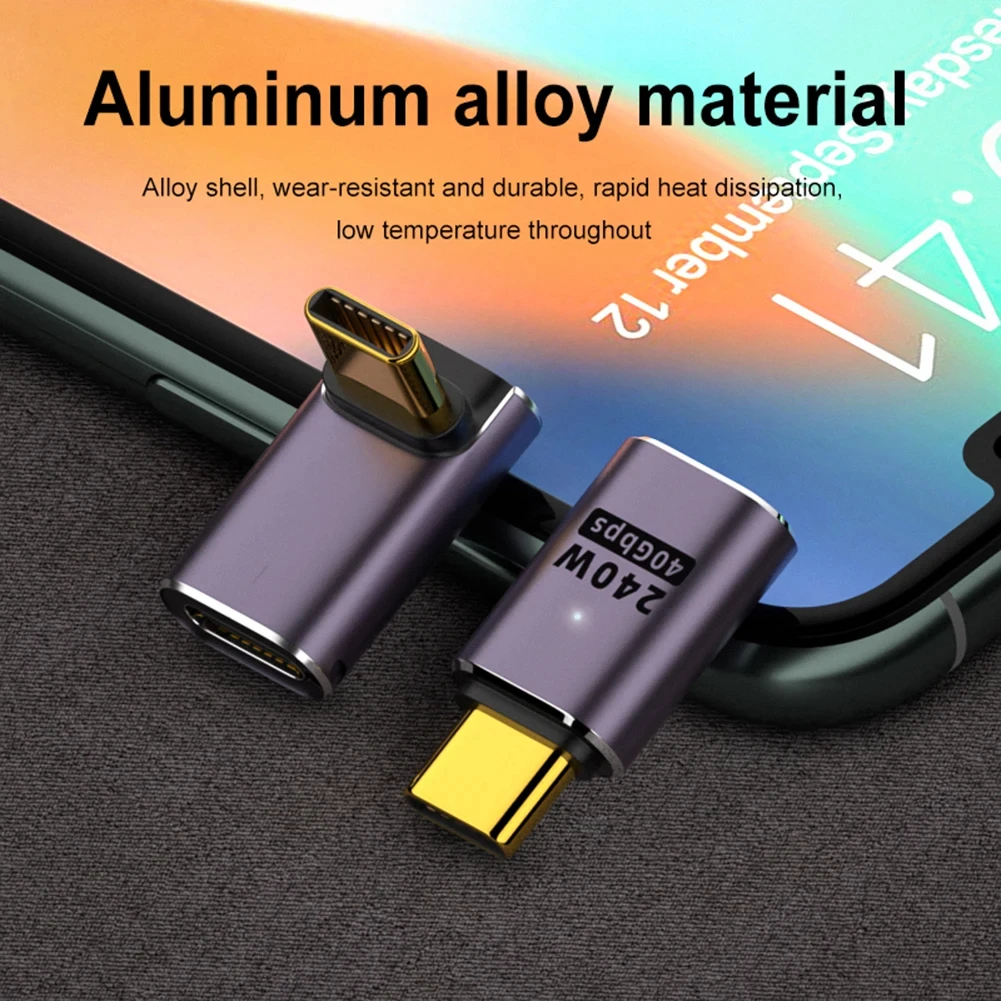 Adaptador OTG tipo C 5A, convertidor de datos de carga rápida de 240W, USB4.0, 40gbps, compatible con 8K, 60Hz, USB C, adaptador de codo de 90/180 grados