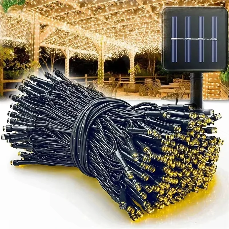 Solar Powered 50/100 LED Fairy Lights 8 Lighting Modes IP65 Waterproof Outdoor String Lights for Garden Wedding Christmas Decor