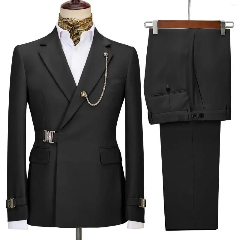 Trajes de hombre, Blazer, pantalones para hombre, chaqueta 2024, diseño italiano, solapa con muescas, fiesta, boda, traje ajustado para hombre, ropa de 2 piezas