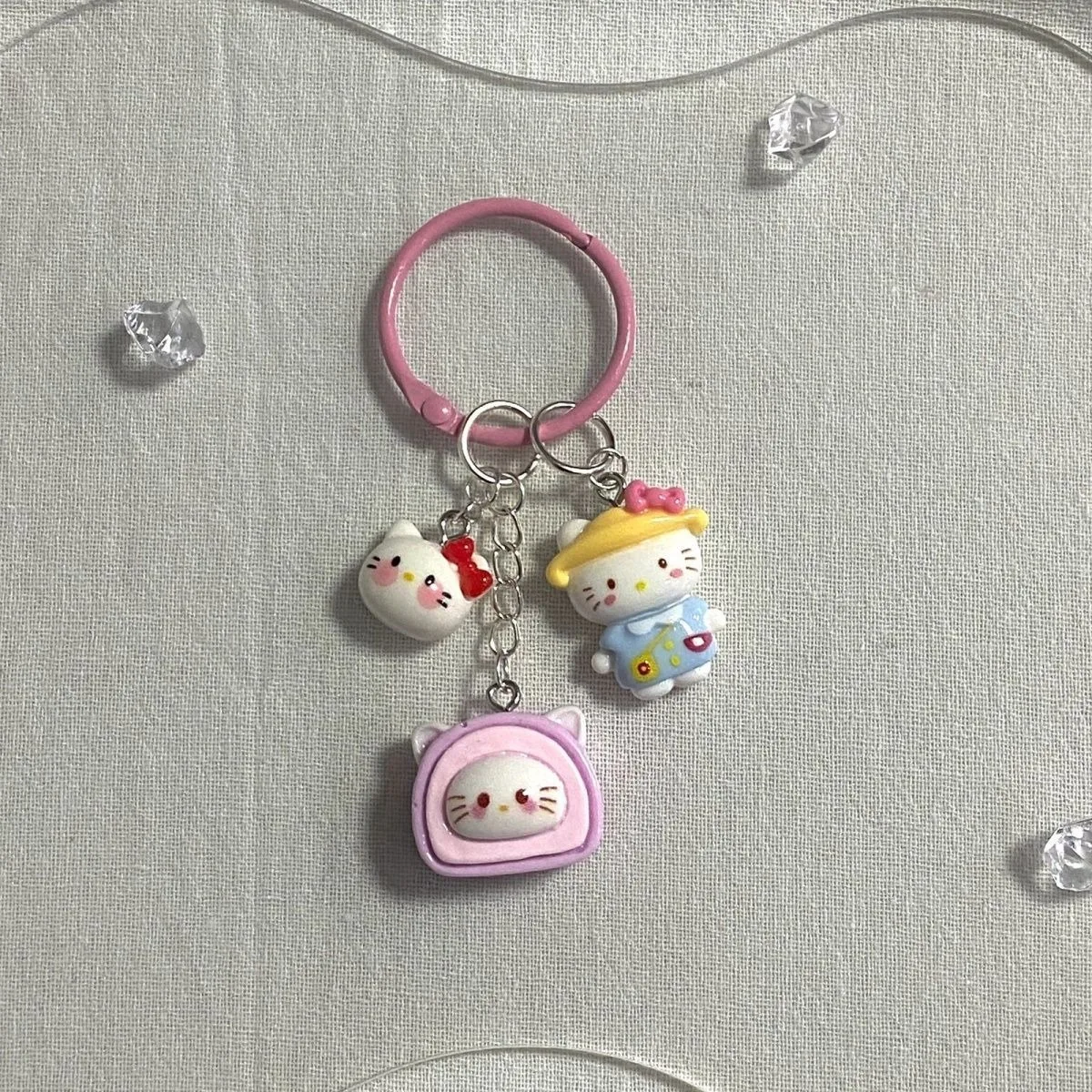 Sanrio Kawaii Anime Hello Kitty Melody Kuromi llavero mochila colgante llavero creativo Cinnamoroll regalos de cumpleaños juguete DIY Deco