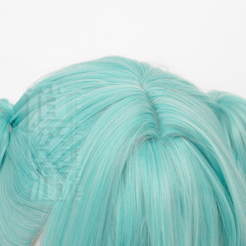 ハロウィーンパーティー用キャップ付きコスプレウィッグ,アニメミクコス,ミントグリーン,耐熱性,合成初音ヘア,80cm