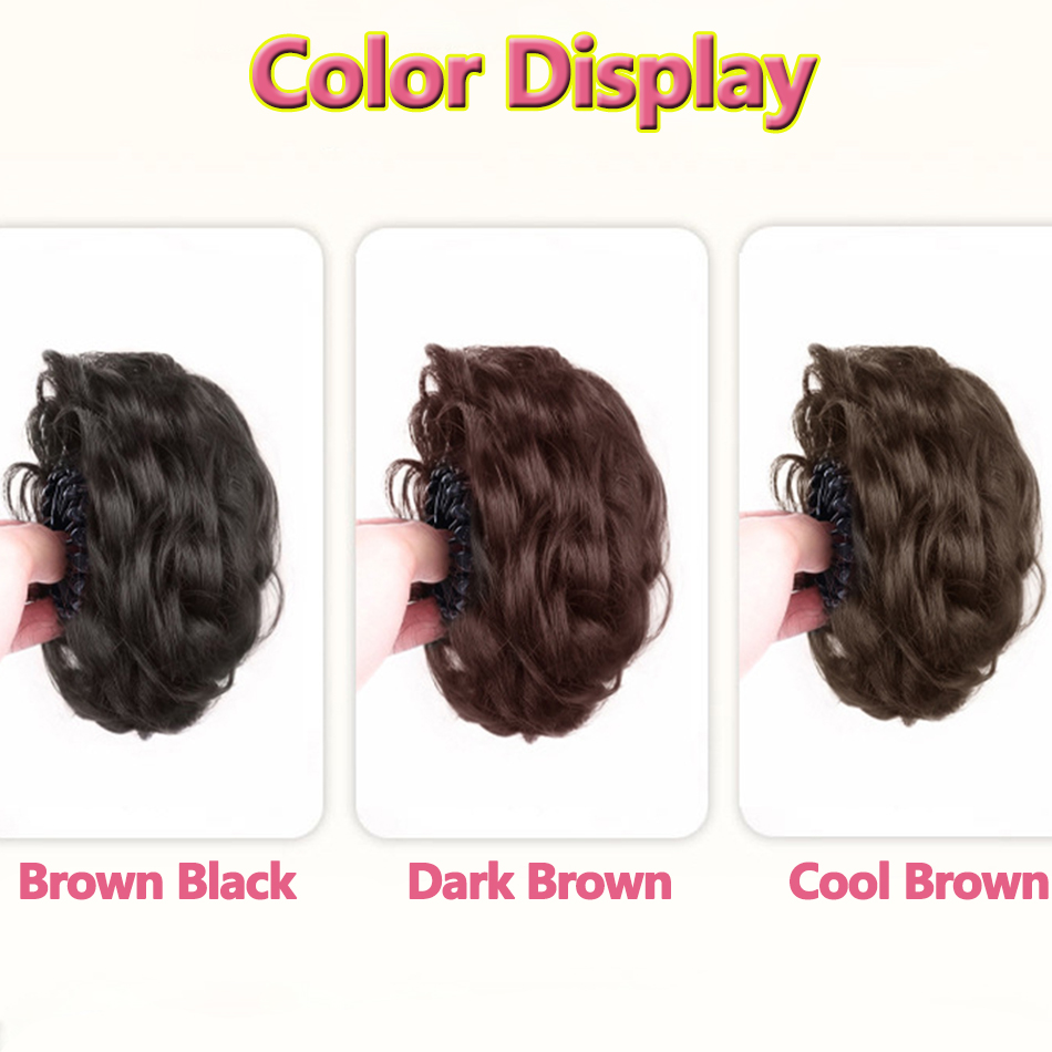 Synthetischer unordentlicher Haarknoten-Chignon mit Vogelnest, erweiterbare Haarspange, lockiges Kunsthaar, Pferdeschwanz, Haargummis, Kopfbedeckung für Frauen