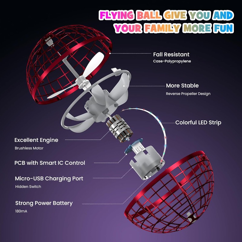 Brinquedo de bola de orbe voador 2025, girador de orb volador, órbita de drone de mão, girador voador com truques infinitos, brinquedos legais para brinquedos internos e externos