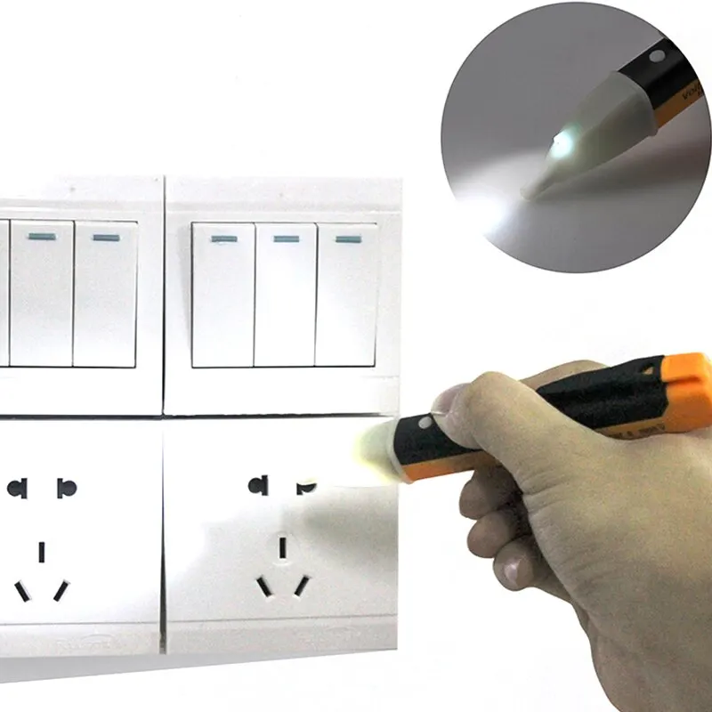 2 Stück Elektriker multifunktion aler Spannungs prüf stift Genauigkeit überprüfen Stromausfall Null Feuer leitung berührungs los Erkennungs sensor LED
