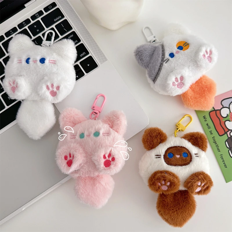 Simpatico ciondolo con gatto di peluche, ciondolo per zaino per ragazza, borsa per coppia, portachiavi, regalo decorativo