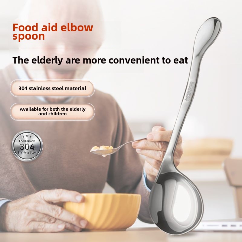 Colher de alimentação para idosos hemiplegic, colher de cotovelo para adultos, pós-operatória, mão esquerda e direita, tremeluzente, recuperação de parkinson, enfermagem