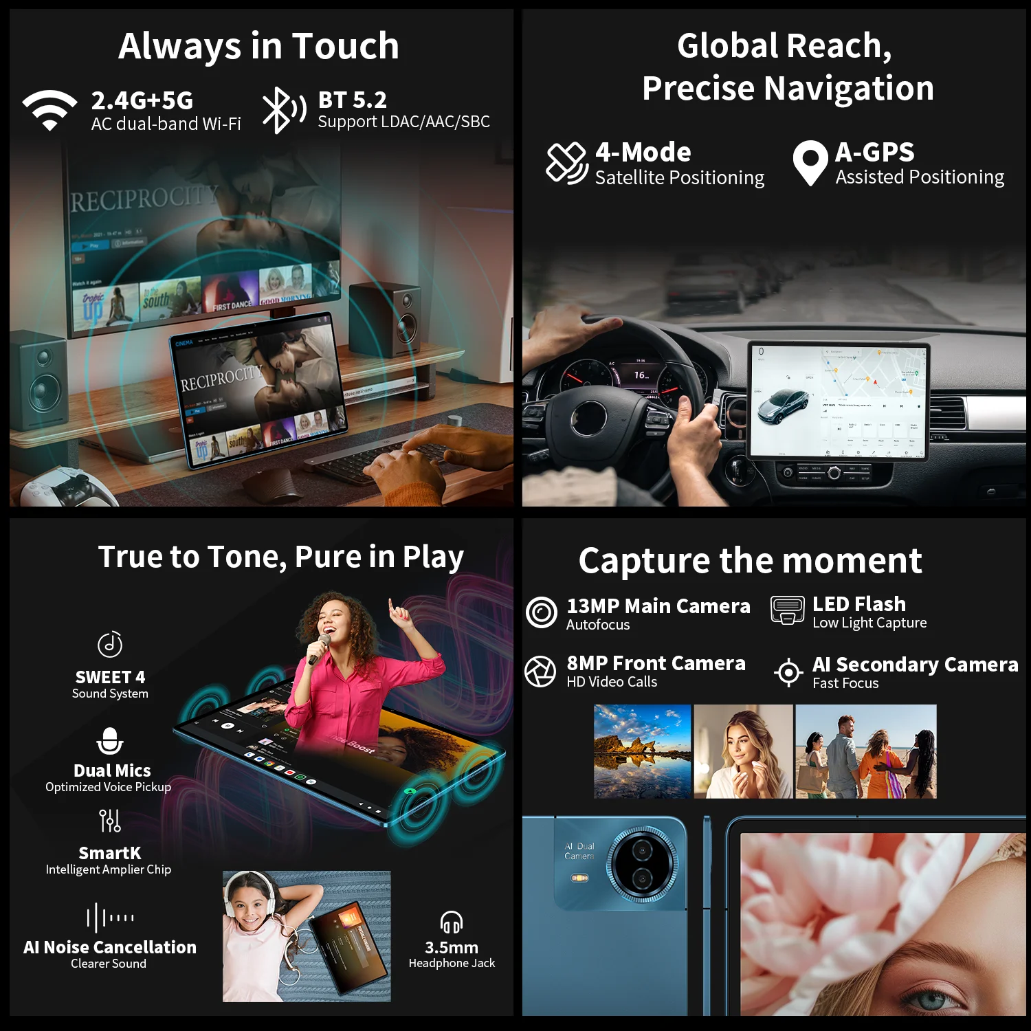 Teclast T70 14 "Tablet Android 15 MTK G99 CPU Max 20GB (8GB + 12GB de expansión) RAM 256GB ROM 4G LTE 10000mAh 18W GPS de carga rápida