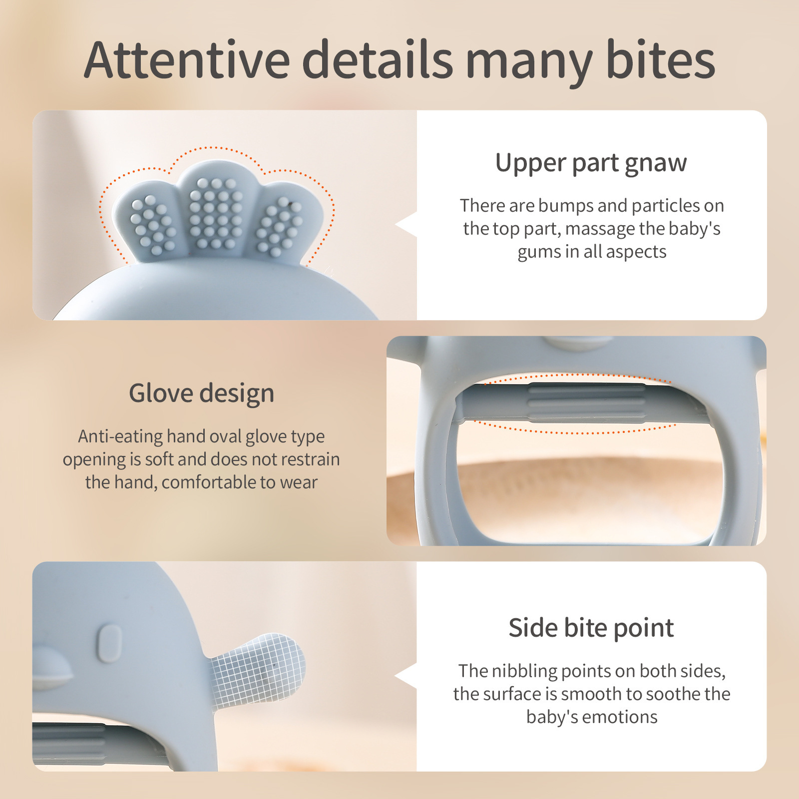 Guantes mordedores para bebés, cuidado Dental de silicona para la dentición de niños, encías, mano anticomer Palo Molar Sin BPA Accesorios Bebé Recién Nacido